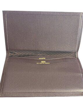 Vintage Swank Brown Leather Checkbook Cover Wallet Morocco Cowhide Memos NWOT